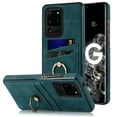 thumbnail image 1 of Fit for Samsung Galaxy S20 Ultra Case Card Pocket 360° Rotatable Ring Holder Kickstand, Shockproof Drop Resistant PU Leather Soft TPU Back Protective Phone Case For Samsung Galaxy S20 Ultra, Blue, 1 of 8