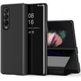 thumbnail image 1 of Fit for Samsung Galaxy Z Fold 3 5G Mirror Case for Girls Women, Ultra Thin Luxury Clear View Cover Leather Flip Phone Case for SSamsung Galaxy Z Fold 3 QH Black, 1 of 7