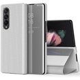 thumbnail image 1 of Fit for Samsung Galaxy Z Fold 3 5G Mirror Case for Girls Women, Ultra Thin Luxury Clear View Cover Leather Flip Phone Case for SSamsung Galaxy Z Fold 3 QH Silver, 1 of 12
