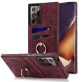 thumbnail image 1 of Fit for Samsung Note 20 Ultra Case Card Pocket 360° Rotatable Ring Holder Kickstand, Shockproof Drop Resistant PU Leather Soft TPU Back Protective Phone Case For Samsung Galaxy Note 20 Ultra, Winered, 1 of 8