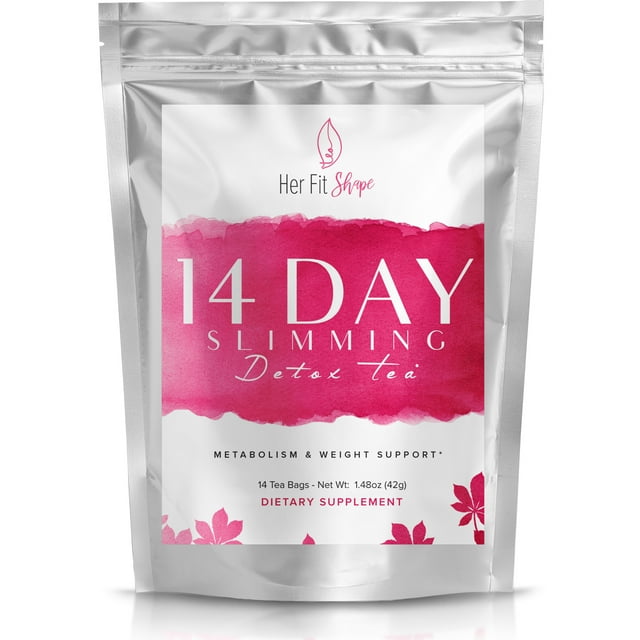 Her Fit Shape -- 14 Day Slimming Tea Detox - Boost Weight Loss - Suppress Appetite - Reduce Bloating - Gentle Cleansing to Promote Digestive Health (14 tea bags - 3g ea)
