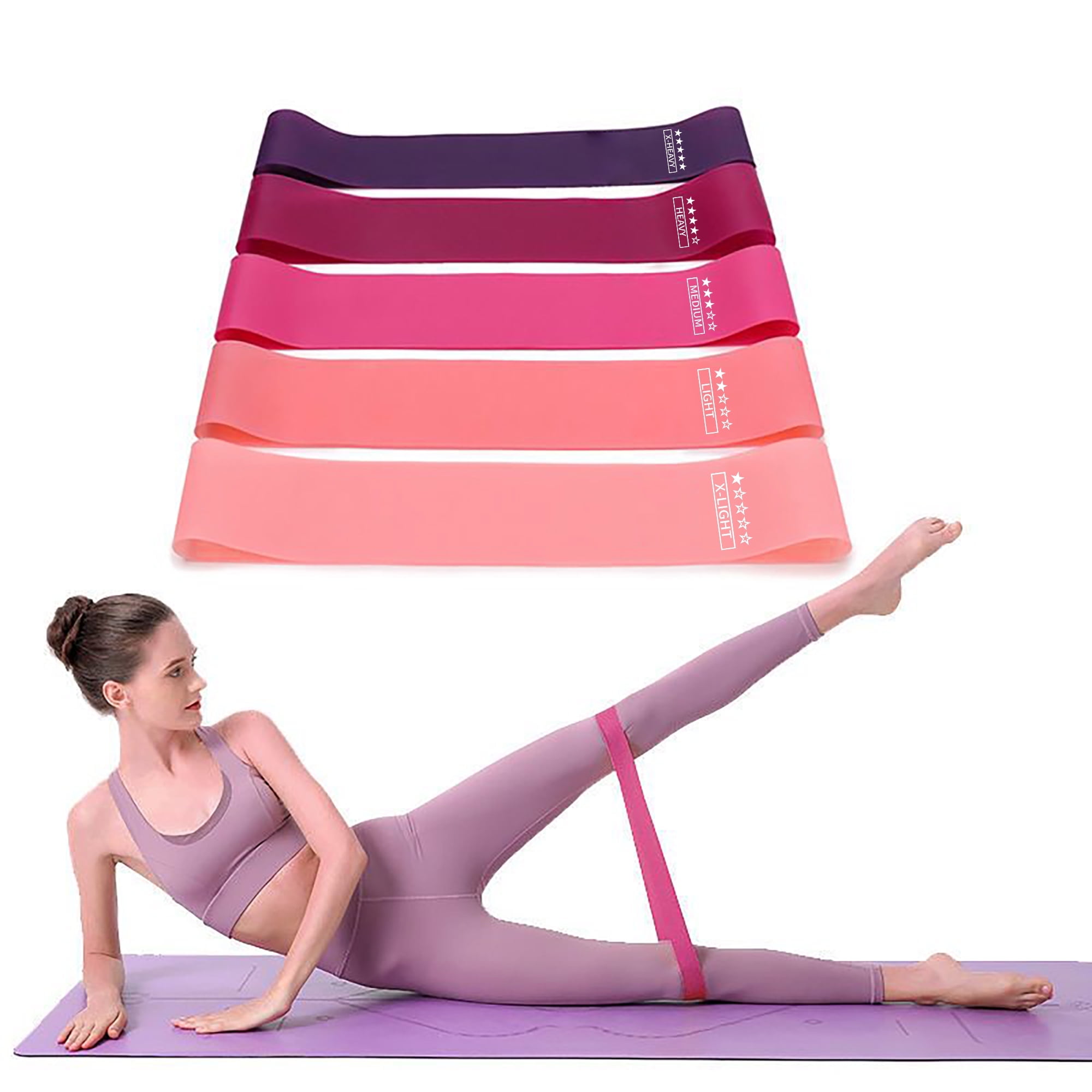 Resistance Loop Exercise Bands Fit Simplify For Men And Women With Guide And Carry Bag (Set Of 5) (MULTI