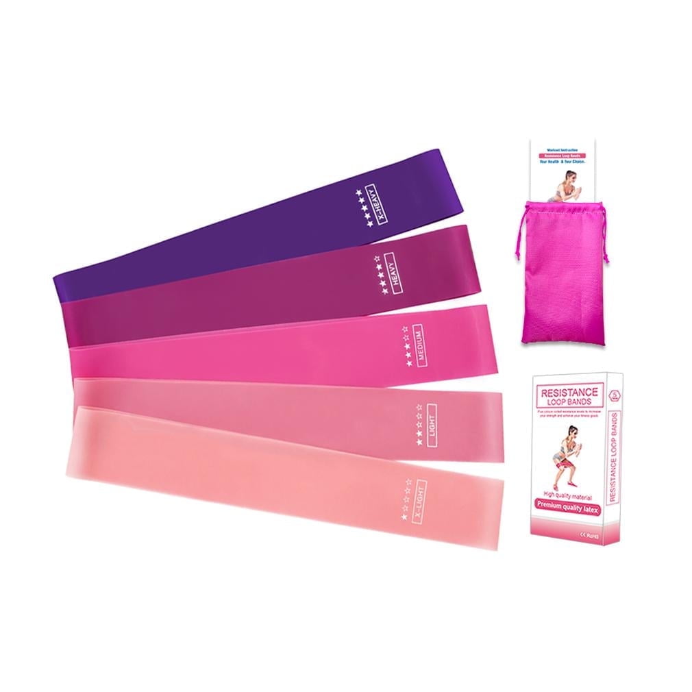 Fit Simplify Resistance Loop Exercise Bands with Instruction Guide and Carry Bag, Set of 5 Multi-Purpose Resistance Fitness Equipment Workout Straps