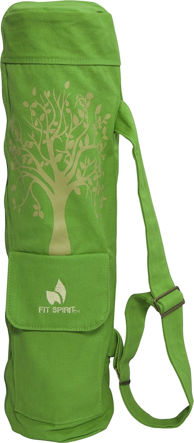 Fit Spirit Tree of Life Exercise Yoga Mat Bag w/ 2 Cargo Pockets - Green  (MAT IS NOT INCLUDED)