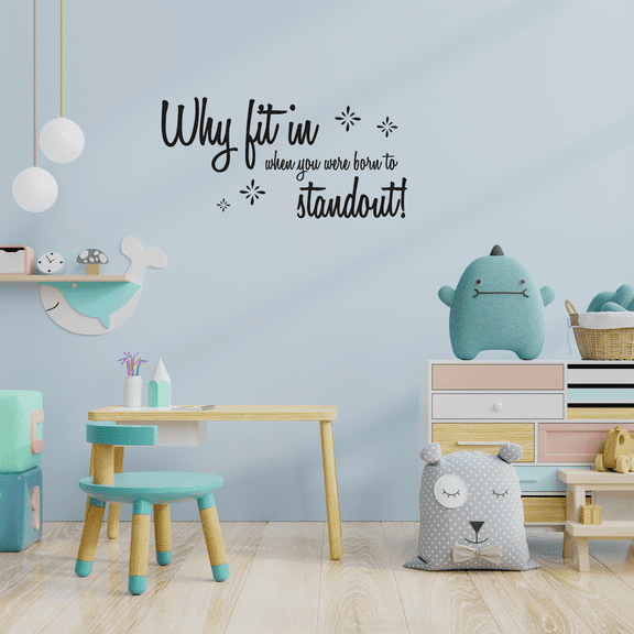 Why Fit In Stars Life Postive Motivation Quote Wall Sticker Art Decals for Girls Boys Room Bedroom Nursery Kindergarten House Fun Home Decor Stickers Wall Art Vinyl Decoration Size (20x40 inch)