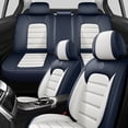 thumbnail image 1 of Fit for TOYOTA COROLLA CROSS 2024, Leather Full Set of 5 Seats With Lumbar Support Beautify Interior, Blue and White Car Seat Covers, Only L, LE, XLE, Airbag-Compatible, 1 of 8