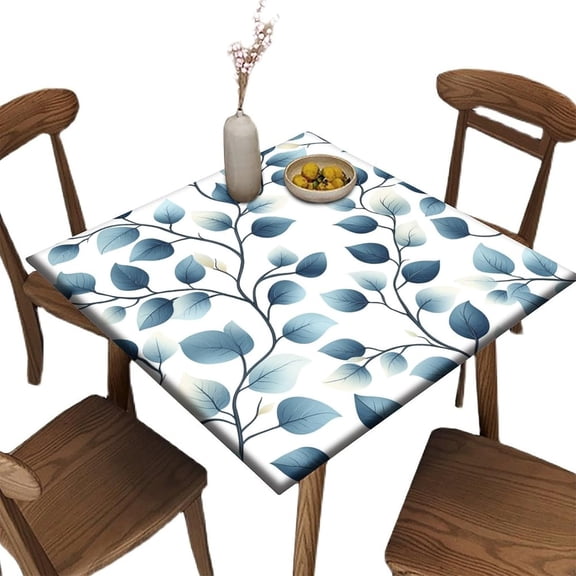Fit Tablecoth, Jade Leafy Trail Pattern Printed on Fade Resistant Square Cover, Ideal for Easter Brunch Mother''s Day, Fit for 36" x 36" Square Tables