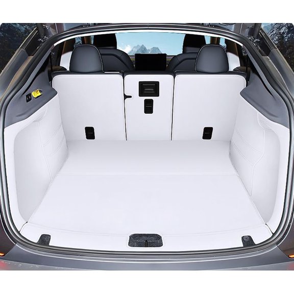 Fit Tesla Model Y Trunk Mat 5-Seater Tesla Y 2026 Juniper Trunk Liner Bright White Full Coverage Trunk Mat+Backseat Protector+High Side Panels+Door Sill Protector(White)