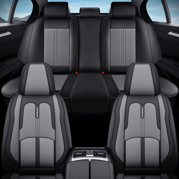 Fit for Toyota 4runner 2003 Seat Cover, PU Leather 5 Seats Full Set Waterproof Fine Exquisite Workmanship, Black and Gray Car Seat Covers, Beautify the Interior of Old Cars