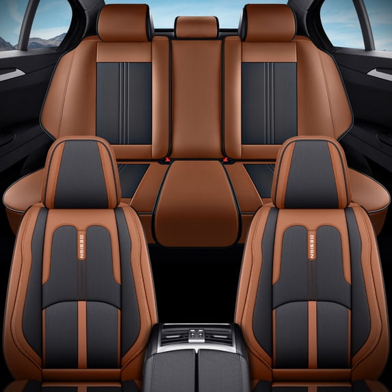 Fit for Toyota Corolla cross 2026 Seat Cover, Perforated Breathable Leather Full Set of 5 Seats Adjustable Split Rear Seat Protect and Upgrade Seats, Black and Orange Car Seat Covers, Only L, LE, XLE