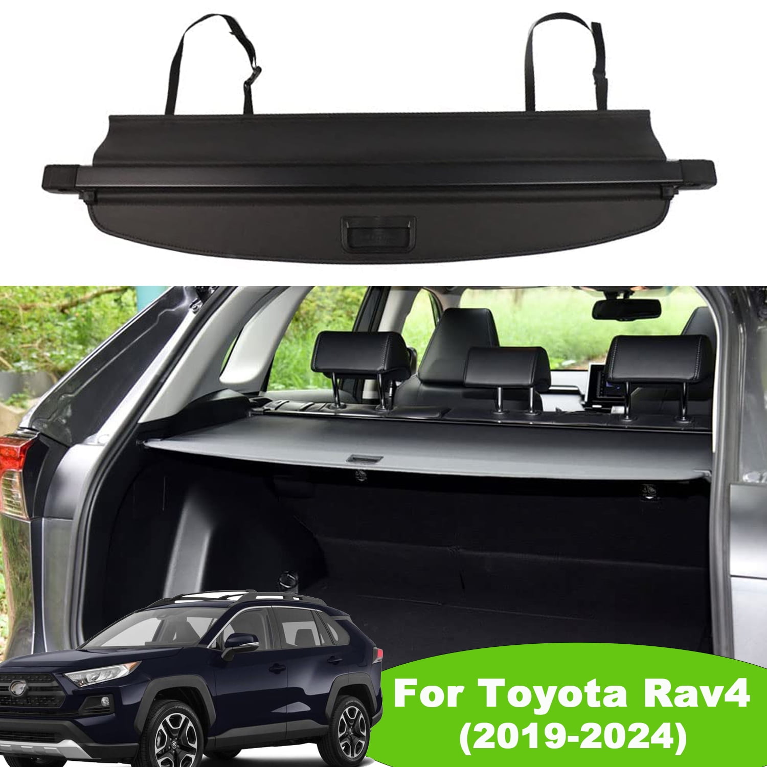Powerty Cargo Cover Compatible with Hyundai Kona 2018-2023 Accessories  Trunk Cover Trunk Security Shield Shade Black (Can Withstand Load)