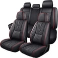 thumbnail image 1 of Fit for Toyota Rav4 2002, Black and Red Trim Car Seat Covers, PU Leather 5 Piece Full Set With Lumbar Support Protect and Upgrade Seats, Give Your Interior a New Look, 1 of 9