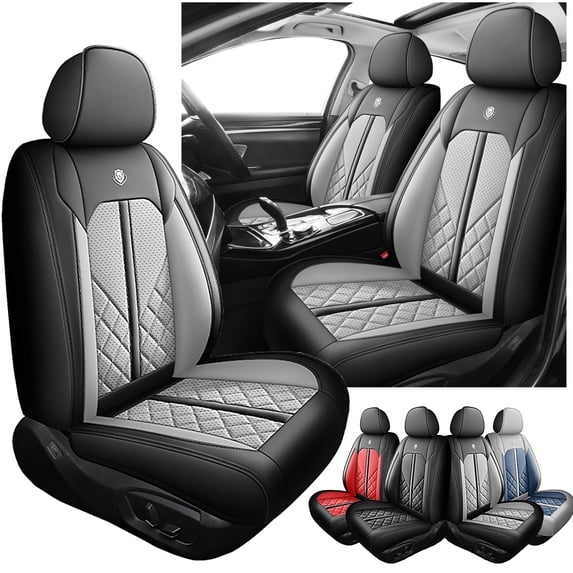 Fit for Toyota Rav4 2018 Seat Cover, Black and Gray Car Seat Covers, Faux Leather 360° Full Wrapped Set Waterproof & Wear-Resistant Soft Skin-Friendly Comfort, Pet Car Seat Covers