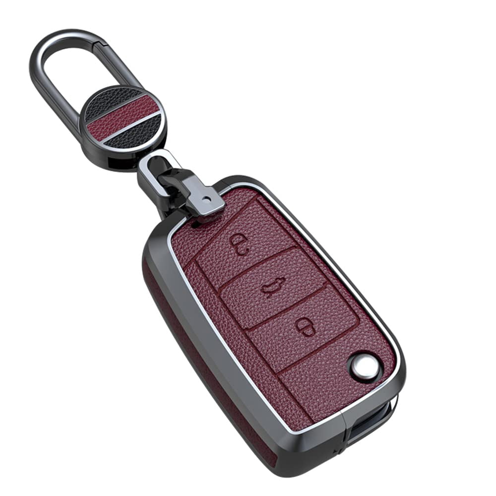 Fit for VW Leather Key Fob Case Smart Remote Car Key Bag Stylish Key ...
