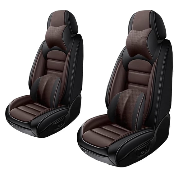 Fit for Volkswagen 99% Models (Front Seats)Waterproof Non-Slip Synthetic Leather Universal Car Seat Protectors Premium Car Seat Cushions(Luxury,Black/Coffee)