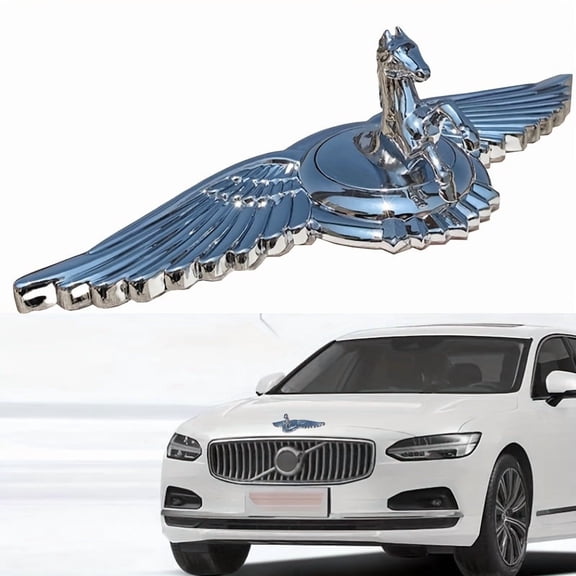 Fit Zinc Alloy Pegasus Logo Engine Hood Ornament - Self-Adhesive 3D Metal Car Emblem for Trucks & Automobiles,Chrome Finish Hood Decoration,Vehicle Customization,Dynamic Wing Design, 1pc (silver)