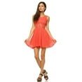 thumbnail image 1 of Fit and Flare Crochete Lace insert Dress, Orange - Large, 1 of 1