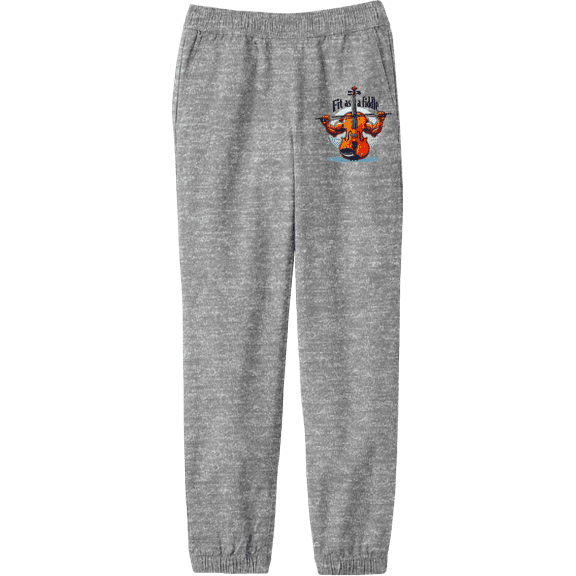 Fit as a Fiddle Violin Youth Heather Gray Jogger Pants-Medium