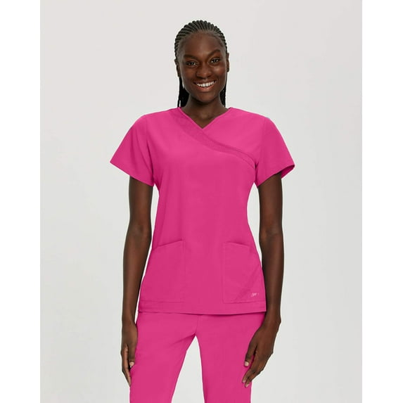 Fit by White Cross Women's Mock Wrap Solid Scrub Top