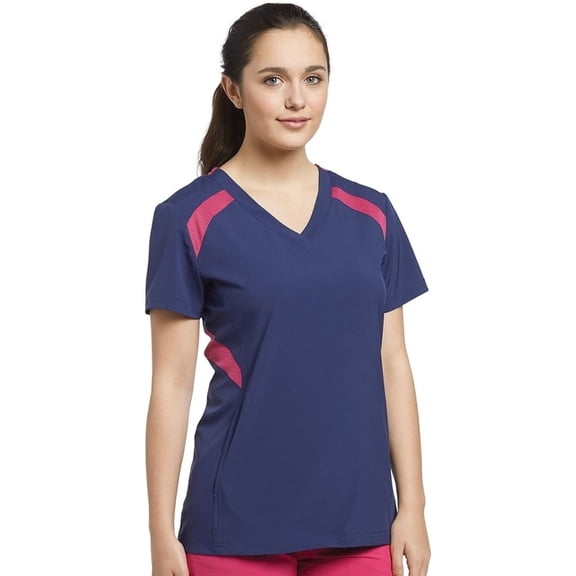 fit by white cross women's v-neck mesh contrast solid scrub top