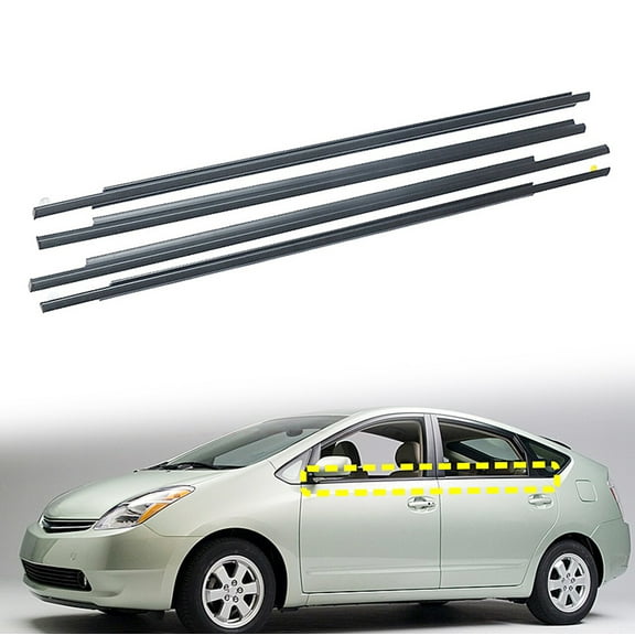 Fit for 04-09 Prius Window Weatherstrips, Exterior Trim Seal Strips (4 Pcs)