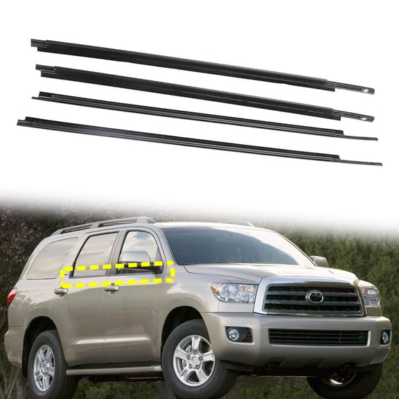 Fit for 08-20 Sequoia Window Weatherstrips, Exterior Trim Seal Strips (4 Pcs)