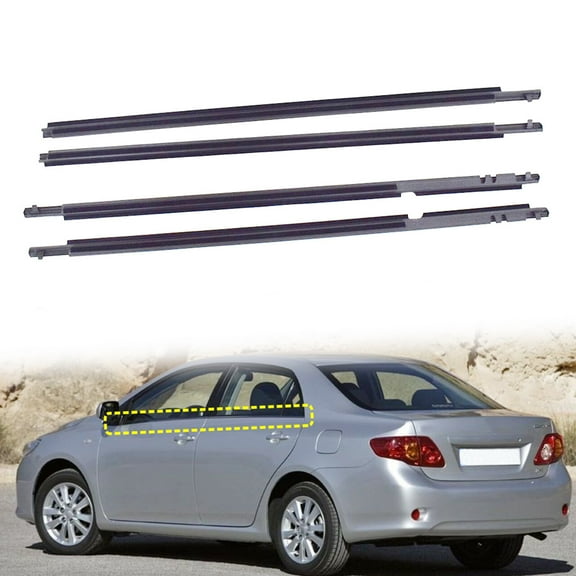 Fit for 09-12 Corolla Window Weatherstrips, Exterior Trim Seal Strips (4 Pcs)