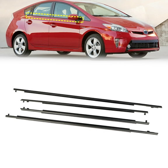 Fit for 10-15 Prius Window Weatherstrips, Exterior Trim Seal Strips (4 Pcs)