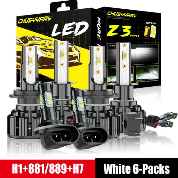 Fit for 2006 Hyundai Sonata 6X White H1 H7 LED Headlights + 881 Fog Light Bulbs Kits