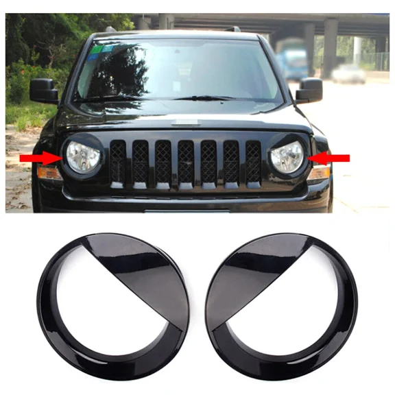 Fit for 2011-2016 2017 Jeep Patriot Headlight Cover Trim-Black Angry Bird Style