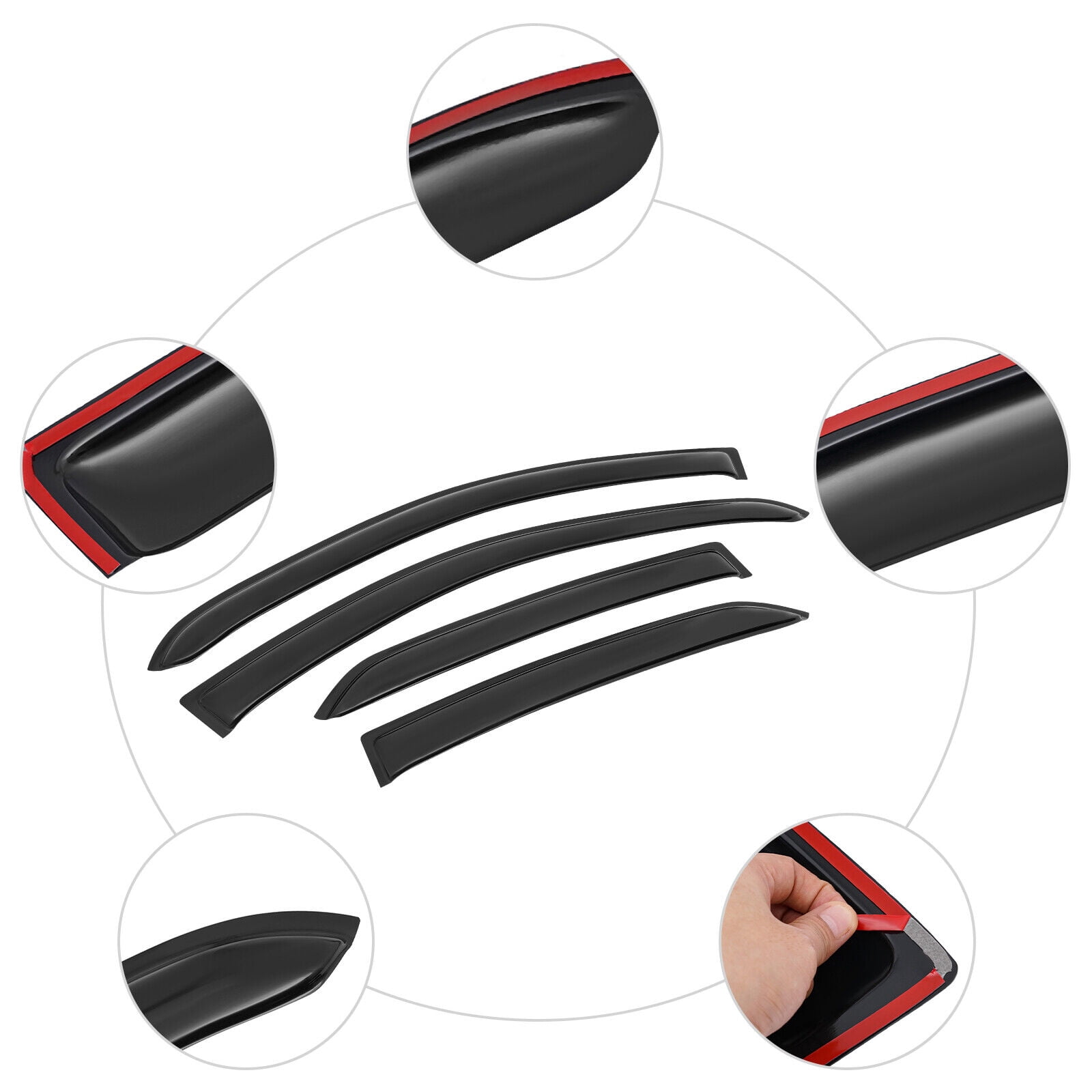OMAC Window Visor Rain Guard Deflector For Buick Encore 2013-2022 - Smoke Tint, 4-Piece Set, No-Drill Installation
