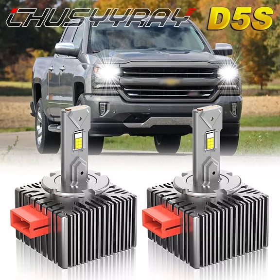 Fit for 2016-2020 Chevrolet Silverado D5S Bulbs LED Headlight Lamp Kit High Low Beam 6000K White 2x