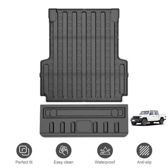 Fit for 2020-2026 Jeep Gladiator JT Truck Bed Liner+Tailgate Mat All-Weather TPE Protection Gladiator Accessories