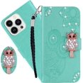 thumbnail image 1 of Fit for Apple iPhone 14 Pro Wallet Case with Card Holder, DIY      Diamond PU Leather Flip Phone Cover Case for iPhone 14 Pro      Green, 1 of 14