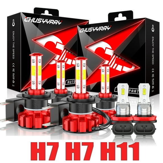 Fit for BMW X1 2012-2018 6000K - 6x H7 LED Headlight Bulbs High Low Beam + H11 Fog Lamp