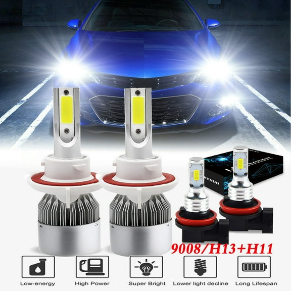 Fit for Chevrolet Cruze 2011-2015 LED Headlight Bulbs,9008/H13 High/Low Beam LED Headlight Bulbs and H11 LED Fog Light Bulbs,Pack of 4