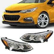 Fit for Chevrolet Cruze 2016-2019 Halogen Headlight Headlamp Housing Assemblies (2-Pcs, without Bulbs)