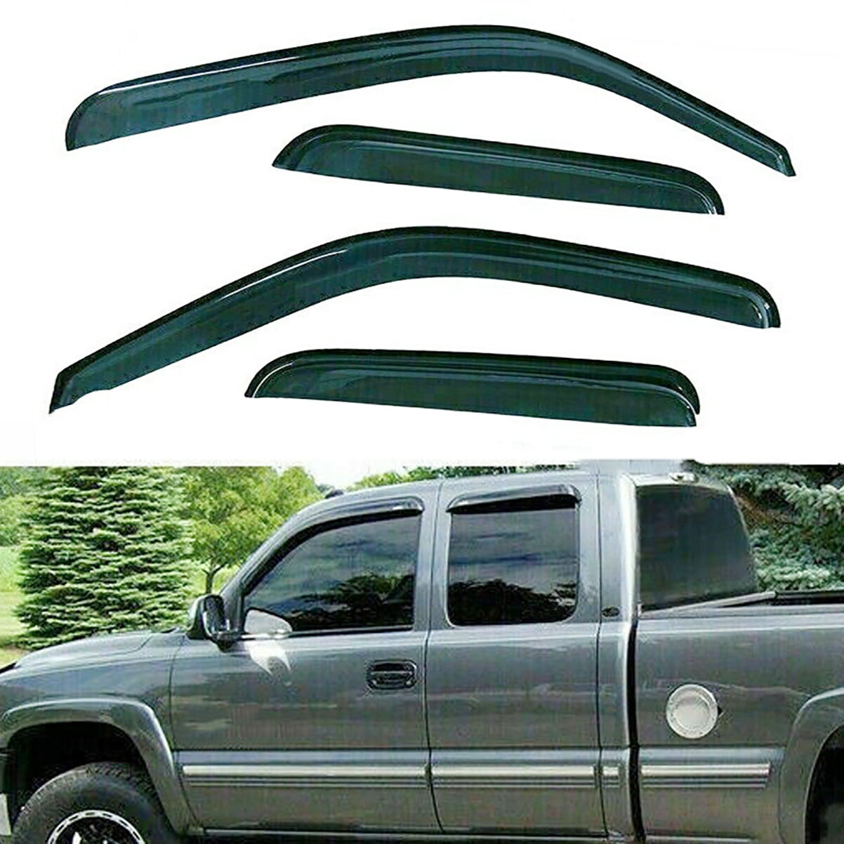 CMVT Auto Window Visors for 07-14 Chevy Silverado & GMC Sierra 1500/2500 HD/ 3500 HD, Rain