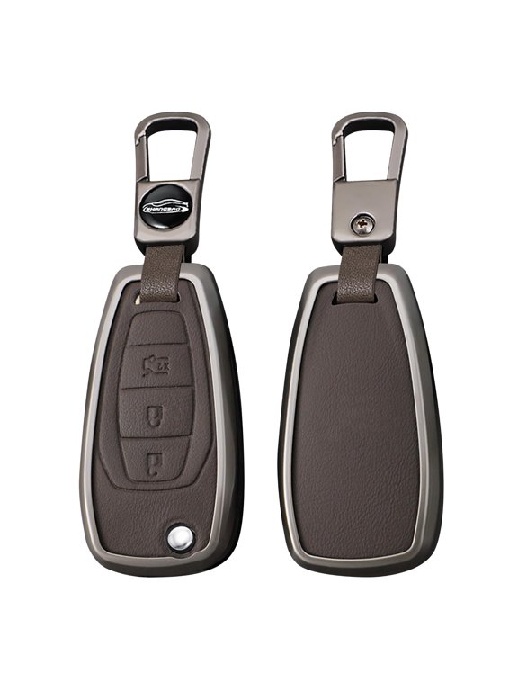 Fit for Chevy Metal Folding Flip Key Fob Cover with Keychain for Chevrolet Cruze Cavalier Trax Trailblazer 3-Button