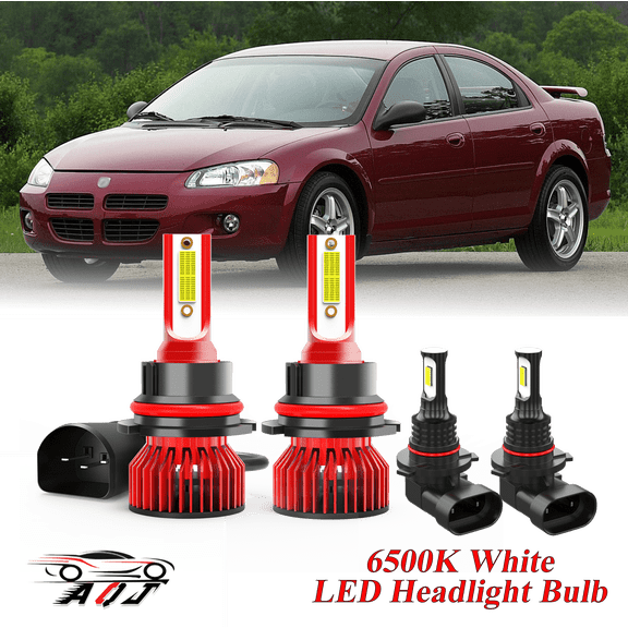 Fit for DODGE STRATUS 1995-2000 LED HeadlightCombo High-Low Beam + Foglight Bulbs Pack of 4