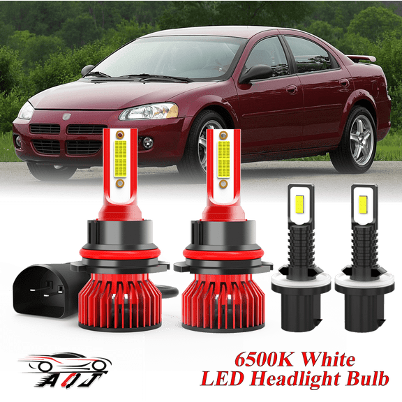 Fit for DODGE STRATUS 2001-2006 LED Light Combo High-Low Beam + Foglight Bulbs , 9007/HB4*2 Headlight + 880 Fog Light Kit Pack of 4