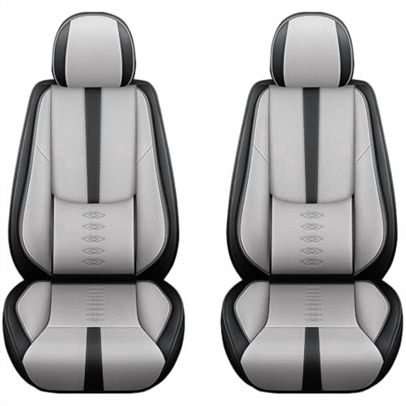 Fit for Ford 98% Models,2Pcs Waterproof Faux Leather Car Seat Cushions,Car Interior Protectors,Airbag Compatibility,Seat Covers for Car(Grey&Black)