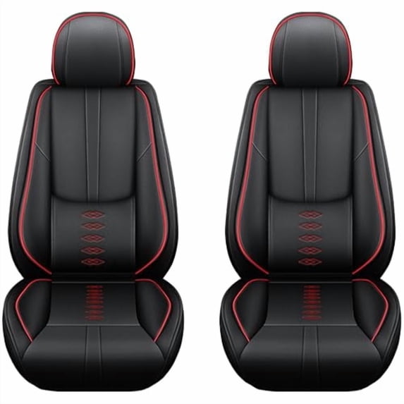 Fit for Ford 98% Models,2Pcs Waterproof Faux Leather Car Seat Cushions,Car Interior Protectors,Airbag Compatibility,Seat Covers for Car(Red&Black)