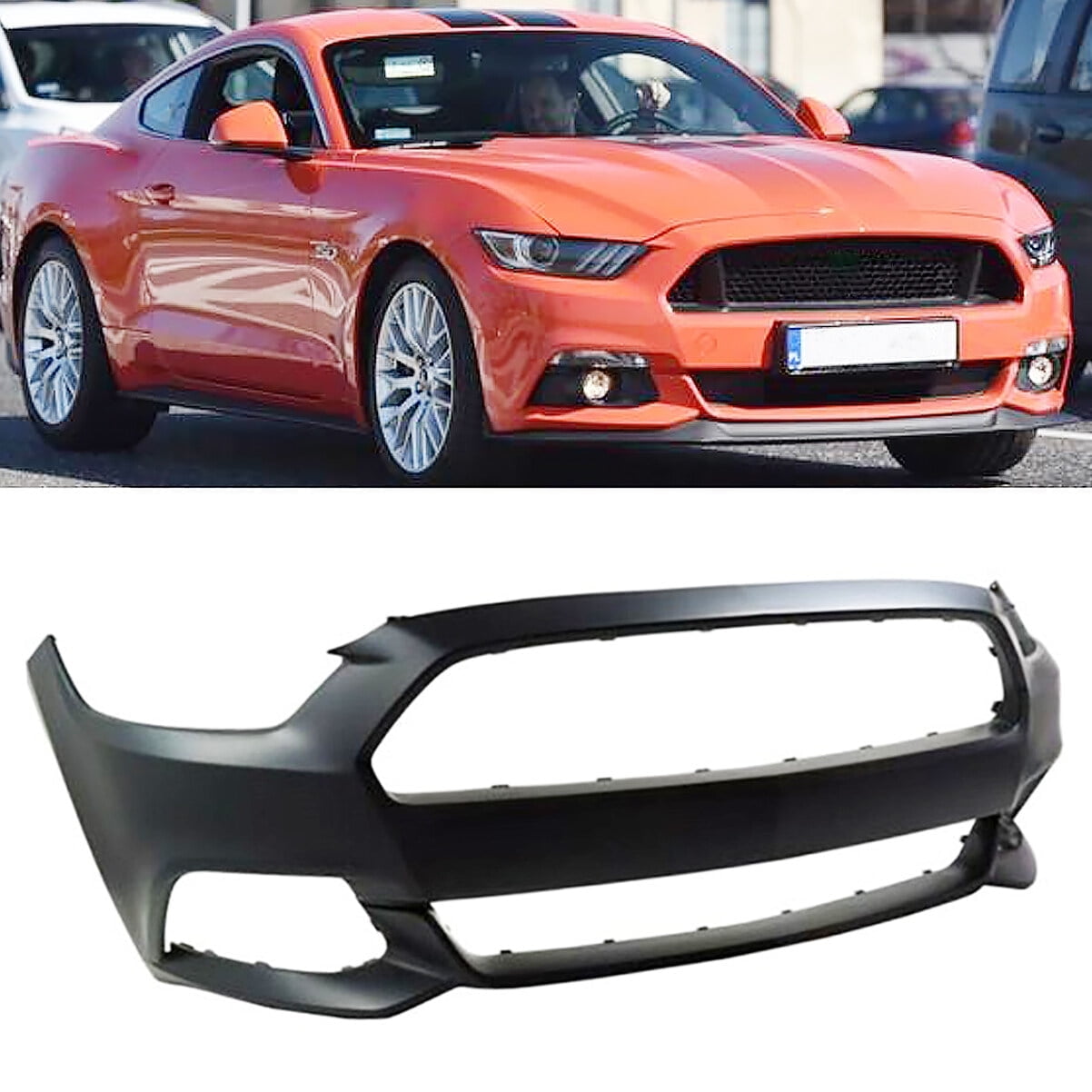 Fit for Ford Mustang (2015-2017) Unpainted Front Bumper without Parking Aid Sensor Holes