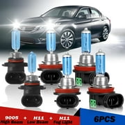 Fit for Honda Accord 2013 2014 2015&2008-2012 Coupe Halogen Headlight Bulbs 9005 H11 High/Low Beam H11 H8 Fog Light 4200k 6Pcs