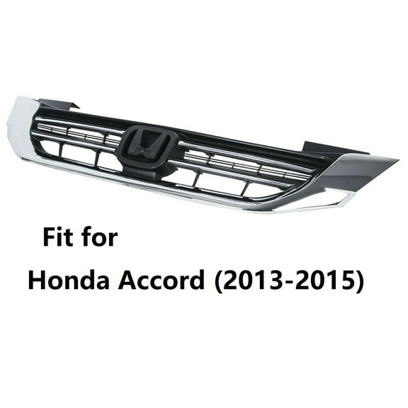 Fit for Honda Accord 2013 2014 2015 Front Upper Grille, HO1200214, Black & Silver Chrome, 13-15 Accord Grill