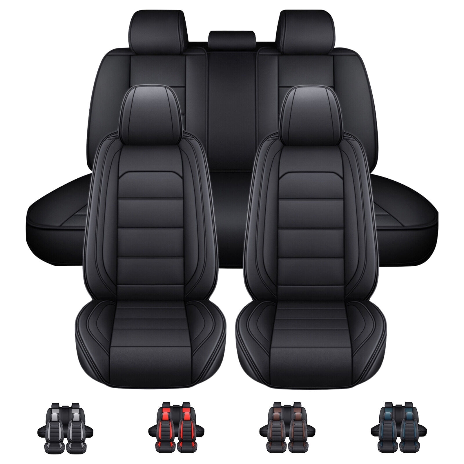 FANOTEK Black PU Leather Waterproof Breathable Seat Covers