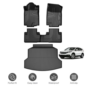Fit for Honda CRV CR-V 2012-2016 LX, SE & EX (Not Fit EX-L & Touring Models) All Weather TPE Floor Mats & Cargo Liner Full Set Car Protection Mats