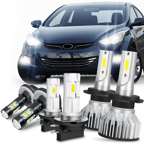 Fit for Hyundai Elantra Hatchback 2009-2011 2012 White LED Headlight High Low Beam Fog Light 6 Bulbs