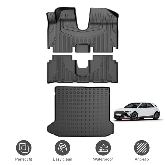 Fit for Hyundai Ioniq 5 2022-2025 (Only for Movable Console) Floor Mats & Cargo Mat All Weather TPE Protection Ioniq 5 Accessories